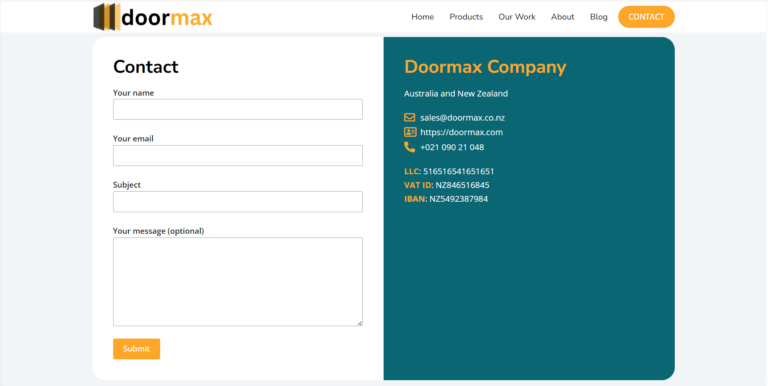 portfolio doormax.com contact us page 2nd picture
